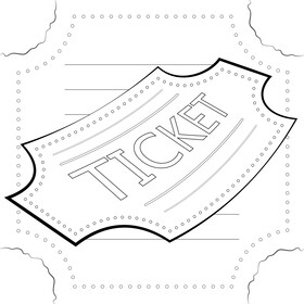 Ticket drawing black and white vector