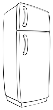 Fridge drawing black and white clipart