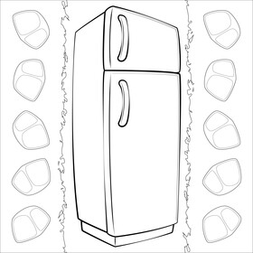Fridge drawing black and white vector