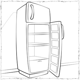 Fridge refrigerator black and white vector