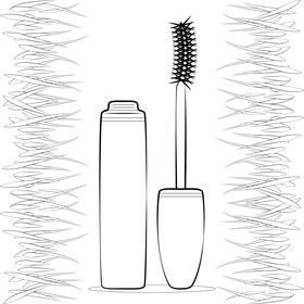 Mascara lipstick black and white vector