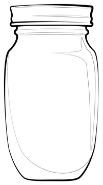 Mason jar black and white clipart