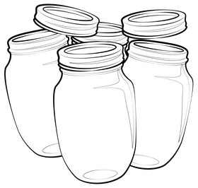 Mason jar black and white clipart