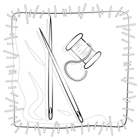 Quilting drawing black and white clipart