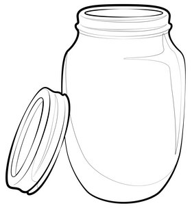 Mason jar drawing black and white clipart