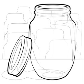 Mason jar drawing black and white vector