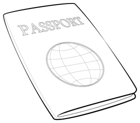 Passport black and white clipart