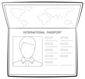 Passport black and white clipart