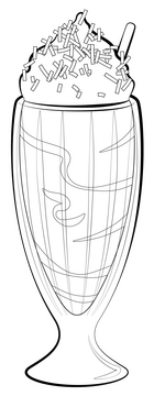 Chocolate milkshake black and white clipart