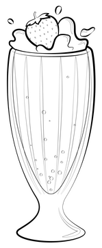 Milkshake strawberry drawing black and white clipart