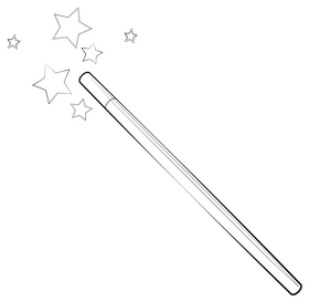 Magic wand black and white clipart