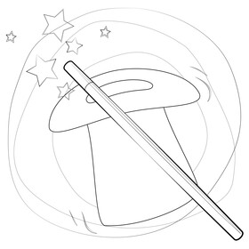 Magic wand black and white vector