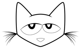 Pete the cat black and white clipart