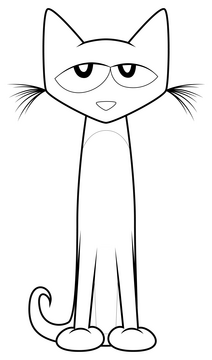 Pete the cat drawing black and white clipart