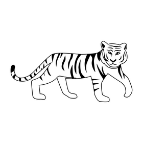 Malayan tiger black and white clipart