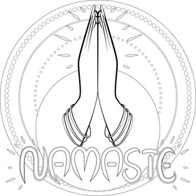 Namaste drawing black and white vector
