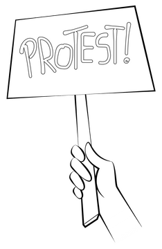 Protest drawing black and white clipart