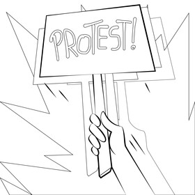 Protest drawing black and white vector