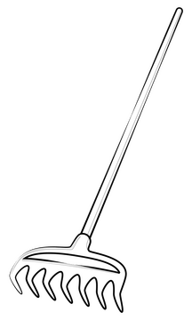 Rake drawing black and white clipart