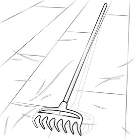 Rake drawing black and white vector