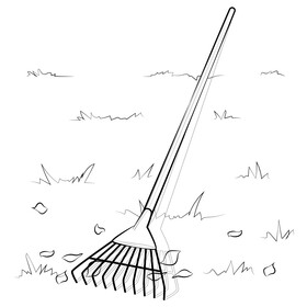 Rake black and white vector