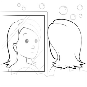 Reflection drawing black and white vector