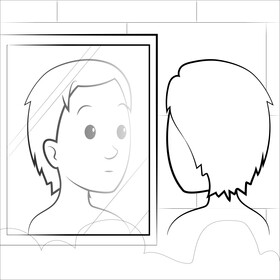 Reflection drawing black and white vector