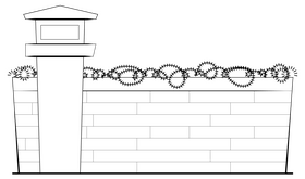 Prison drawing black and white clipart