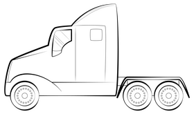 Semi truck drawing black and white clipart
