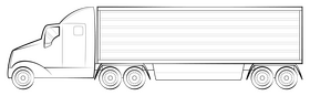 Semi truck drawing black and white clipart