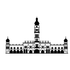 Sultan Abdul Samad Building black and white clipart