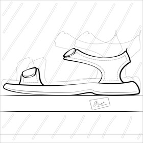 Sandal black and white vector