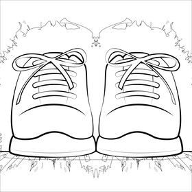 Running shoes drawing black and white vector