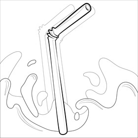 Straw cartoon black and white vector