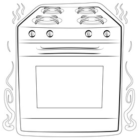 Stove drawing black and white vector