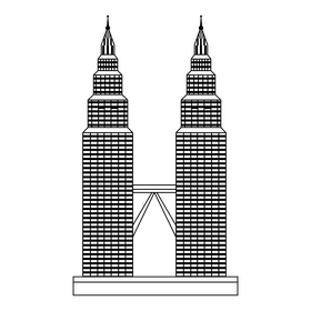 Petronas Twin Towers Malaysia black and white clipart free download