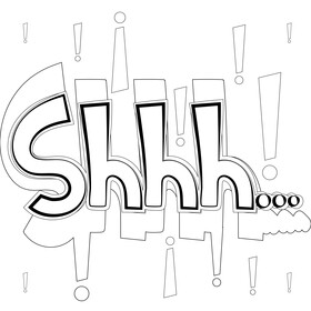 Shhh black and white vector