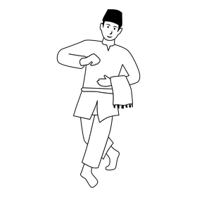 Zapin dance black and white clipart