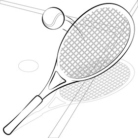 Tennis racket drawing black and white vector