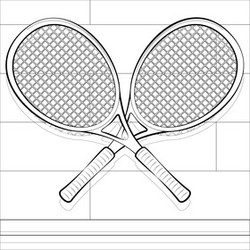 Tennis racket line art black and white vector
