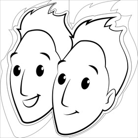 Twins brothers drawing black and white vector