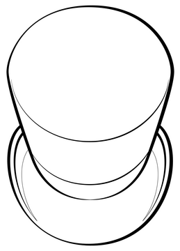 Top hat drawing black and white clipart