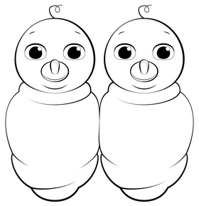 Baby twins black and white clipart