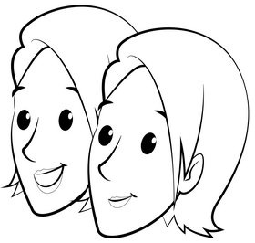 Twins sisters black and white clipart