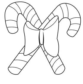 Candy Cane Christmas drawing black and white clipart