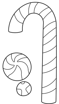Cute candy cane black and white clipart