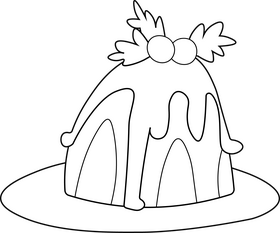 Christmas Cake cartoon black and white clipart