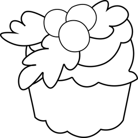 Christmas Cake Mistletoe black and white clipart