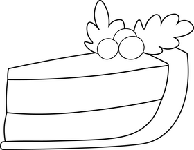 Christmas cake, piece of pie black and white clipart