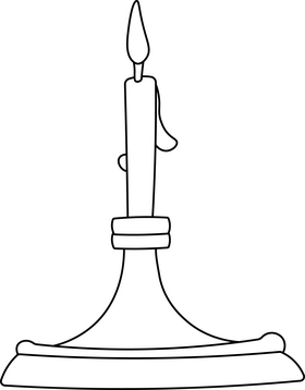 Christmas candle, candlestick black and white clipart